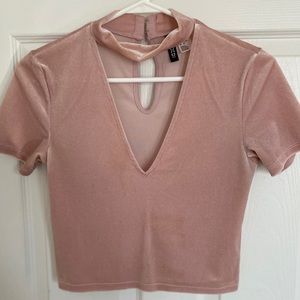 Pink velvet crop top